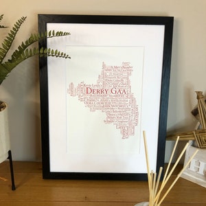 Irish Prints Derry GAA Clubs Irish Themed Word Art Poster Print  can be personalised  Irish Gifts  Irish Wall Print