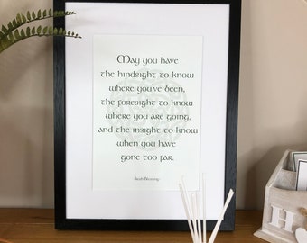 Irish Blessing  May You have the Hindsight to Know  Irish Themed Word Art Poster Irish Print by Ireland With Love  Irish Poster Prints