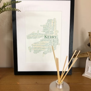 County Kerry For The Craic Map Irish Themed Word Art Poster Irischer Druck Mit Irischen Sprüchen und Sätzen von Irland mit der Liebe
