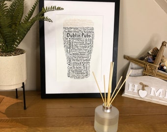 Pint of Dublin Pubs Irish Themed Word Art Poster Print by Ireland With Love Pubs of Ireland  Irish Pubs Pint of Irish Stout, Lager or Ale