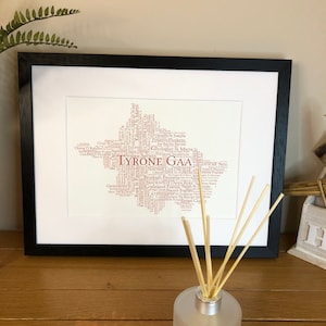 Irish Prints Tyrone GAA Clubs Irish Themed  Ireland Print  Word Art Poster Print  can be personalised  Irish Gifts  Irish Wall Print