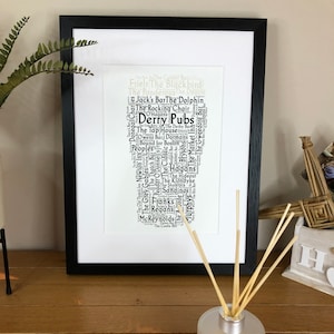 Pint of Derry Pubs Irish Themed Word Art Poster Print by Ireland With Love Pubs of Ireland  Irish Pubs Pint of Irish Stout, Lager or Ale