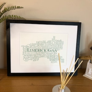 Irish Prints Limerick GAA Clubs Irish Themed Word Art Poster Print  can be personalised  Irish Gifts  Irish Wall Print