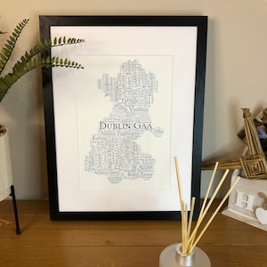 Irish Prints Dublin GAA Clubs Irish Themed Word Art Poster Print  can be personalised  Irish Gifts  Irish Wall Print