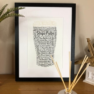 Póster de arte con palabras de temática irlandesa Pint of Sligo Pubs Impresión irlandesa de Ireland With Love Pubs of Ireland Pubs irlandeses Pinta de cerveza negra irlandesa