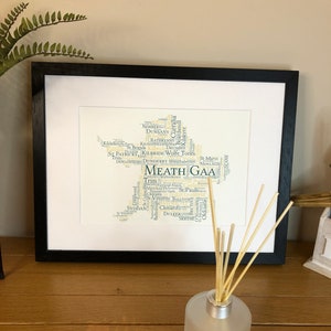 Irish Prints Meath GAA Clubs Irish Themed Word Art Poster Print  can be personalised  Irish Gifts  Irish Wall Print