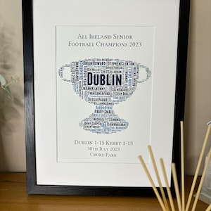 GAA All Ireland Finals 2023 Irish Prints framed. Irish Themed Word Art Poster Print by Ireland With Love Hurling  Football and Camogie.
