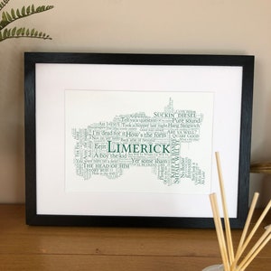 Condado de Limerick para o mapa Craic Cartaz de arte de palavras com tema irlandês Impressão irlandesa com ditados e frases irlandesas por Ireland With Love