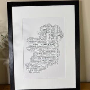 Ierse poster What's the Craic kaart muurkunst Ierse print met gezegden en zinnen uit heel Ierland Iers themacadeau kan worden gepersonaliseerd