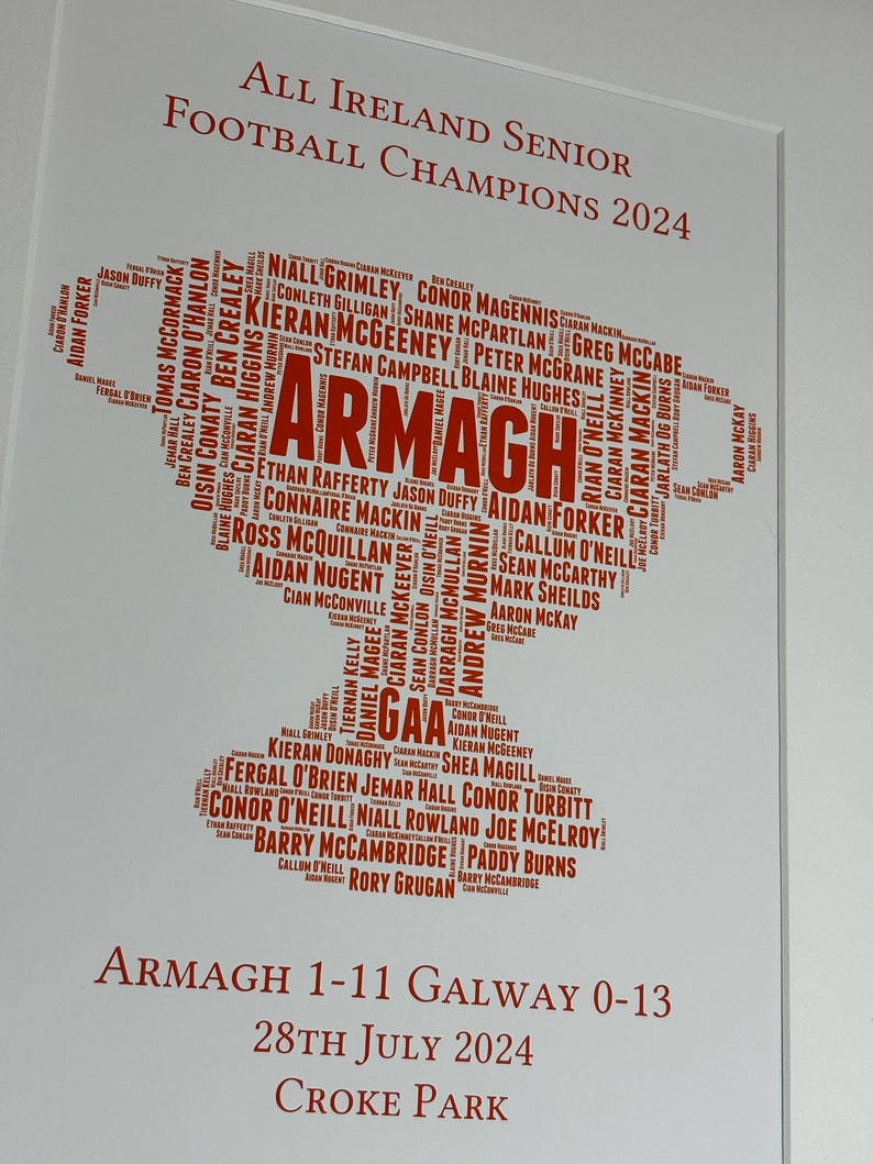 Armagh 2024 Alle Irland Senioren Fußball-Champions GAA Wort Kunstdruck ...
