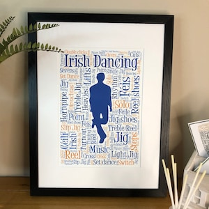 Irish Dancing Irish Themed Word Art Poster Irish Print by Ireland With Love  can be personalised.