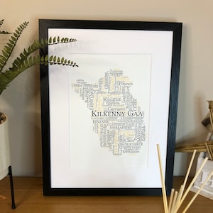 Irish Prints Kilkenny GAA Clubs Irish Themed Word Art Poster Print  can be personalised  Irish Gifts  Irish Wall Print