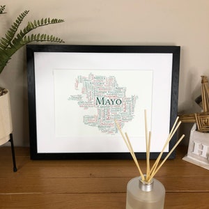 County Mayo Towns Irish Themed Word Art Poster Irischer Druck von Irland With LoveGift From Irland