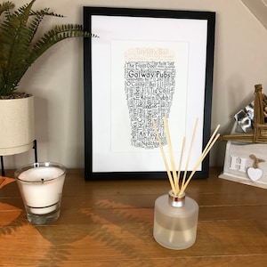 Framed Pint of County Pubs Irish Themed Word Art Irish Print With Some of the Best Known Pubs from around  County by Ireland With Love