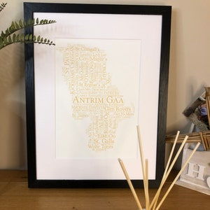 County Antrim GAA Clubs Irish Themed Word Art Poster Print  can be personalised  Irish Gifts  Irish Wall Print