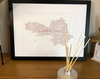 County Galway For The 'Craic' Map Irish Themed Word Art Print With Irish Sayings and Phrases by Ireland With Love