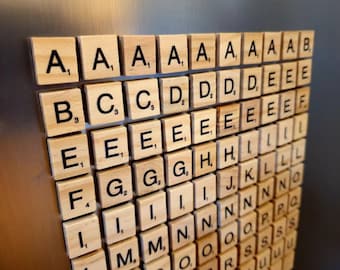 100 x Wooden letter fridge magnets - strong magnets - each letter holds 7 sheets of A4