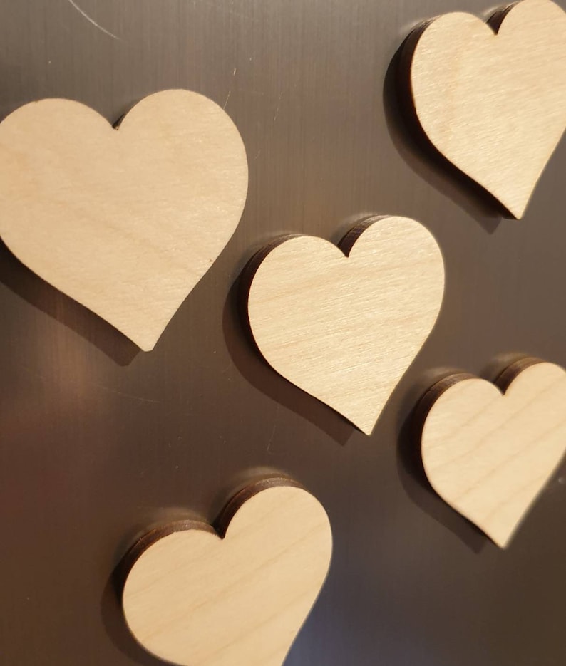 Mini Wooden Love Hearts Strong Fridge Magnets zdjęcie 2