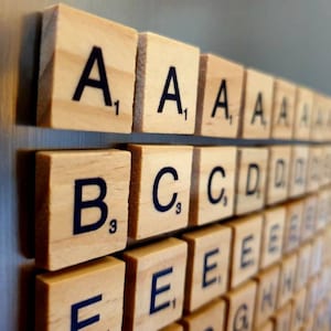 100 x Wooden letter fridge magnets strong magnets each letter holds 7 sheets of A4 image 2