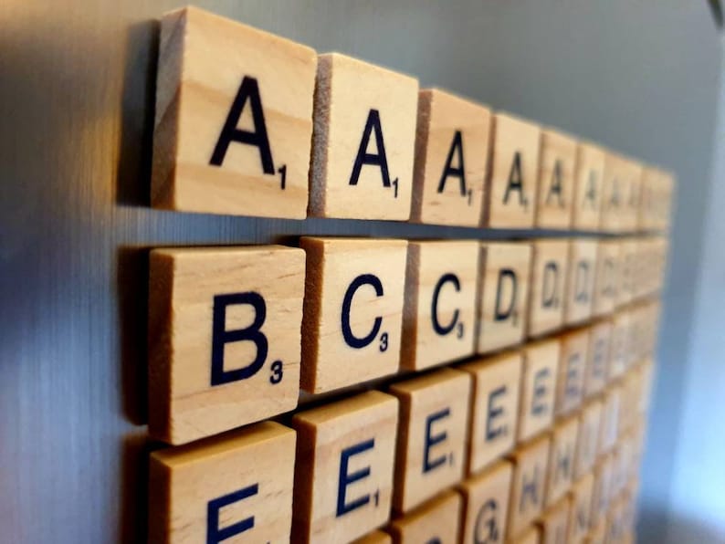 100 x Wooden letter fridge magnets strong magnets each letter holds 7 sheets of A4 image 2