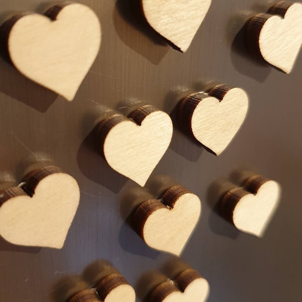 Mini Coeurs d'Amour en Bois - Aimants Frigo Forts