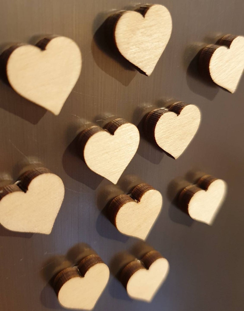 Mini Wooden Love Hearts Strong Fridge Magnets zdjęcie 1