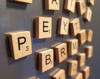 Wooden letter fridge magnets - with strong magnets - 40 letter pack