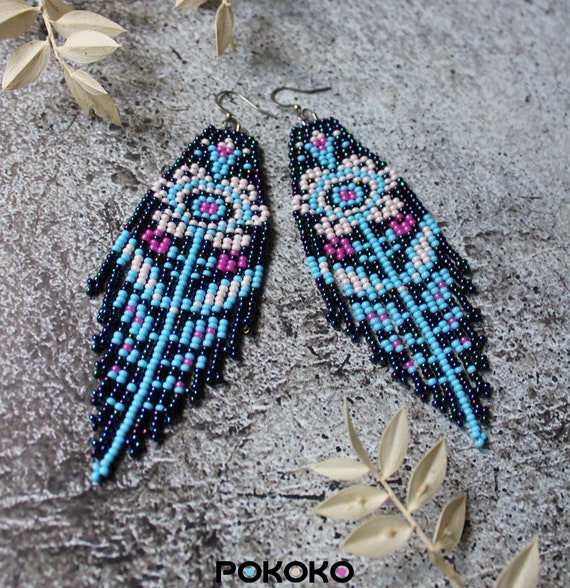 Beaded floral earrings discount