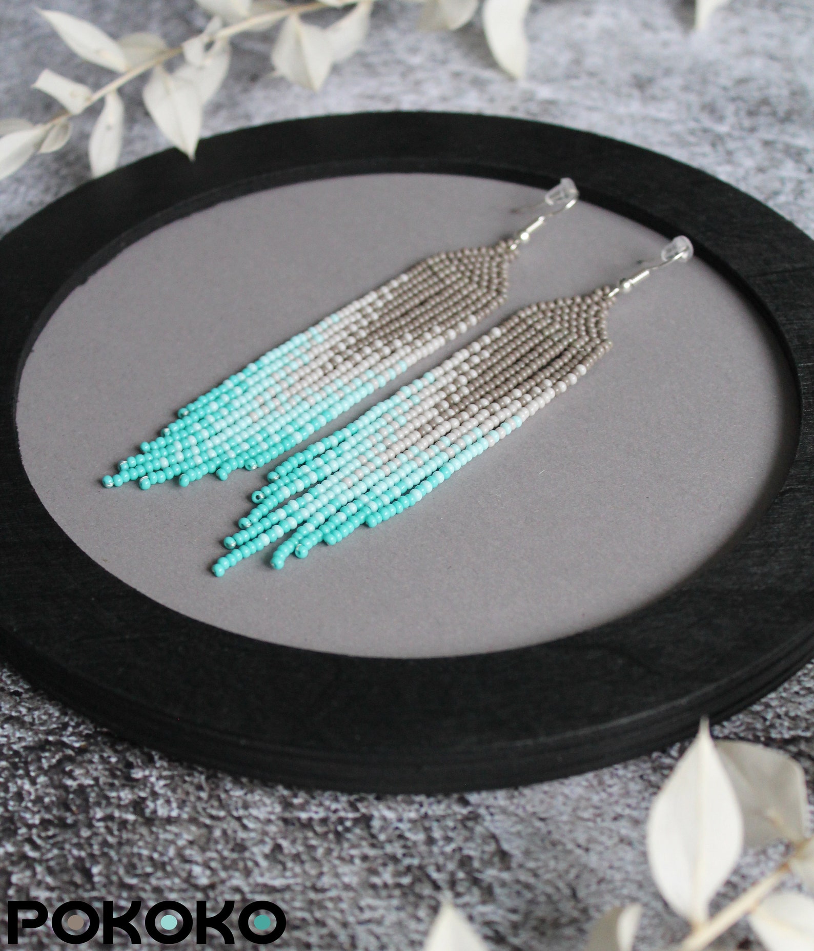 Turquoise Bead Threader Earrings main image 1