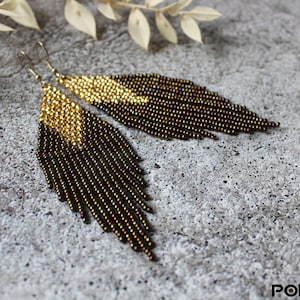 Gold Seed Bead Fringe Earrings: Sterling Silver Hooks, Boho Dangle Earrings