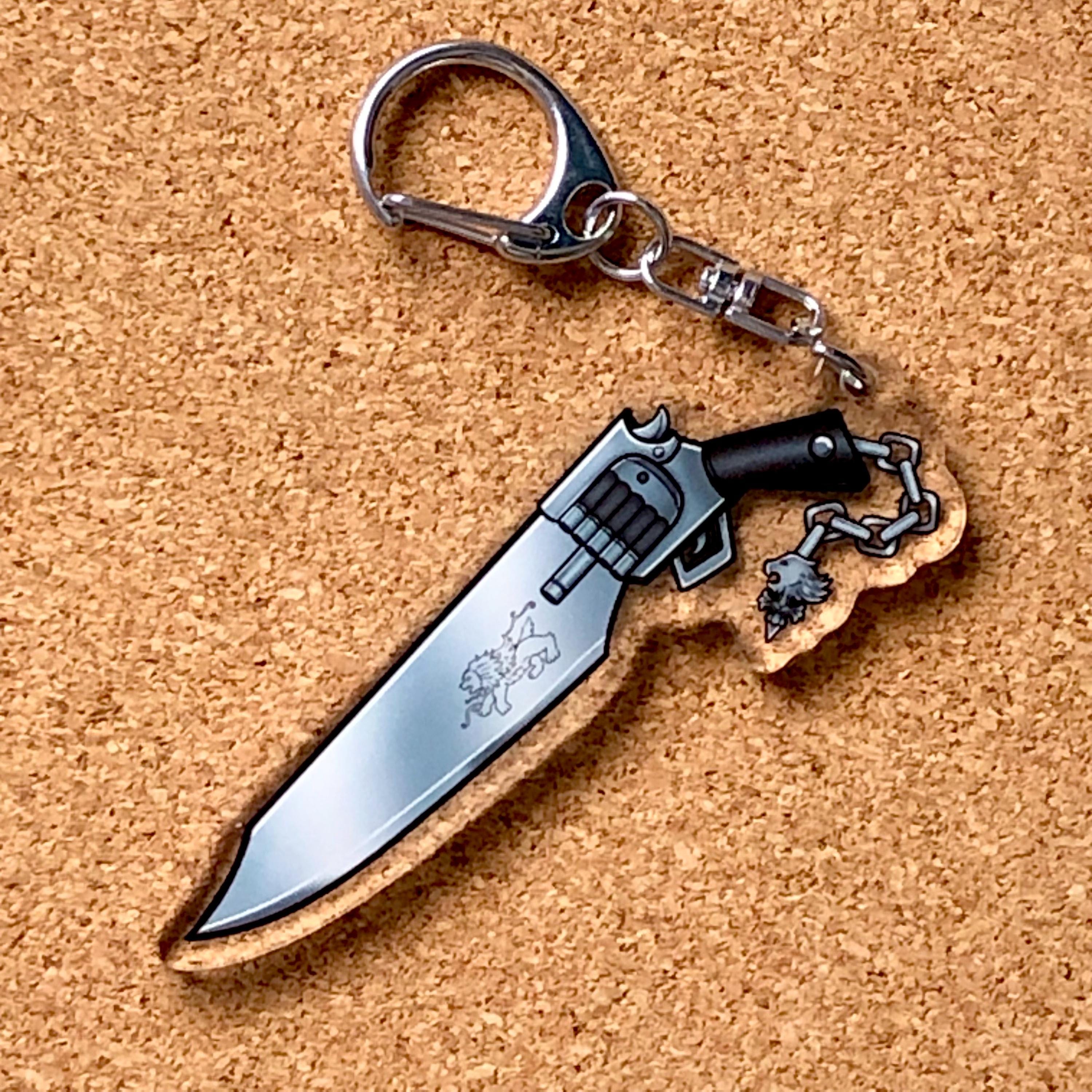 Final Fantasy Charm Keychain FF7 Cloud Buster Sword FF8 Squall Gunblade ...