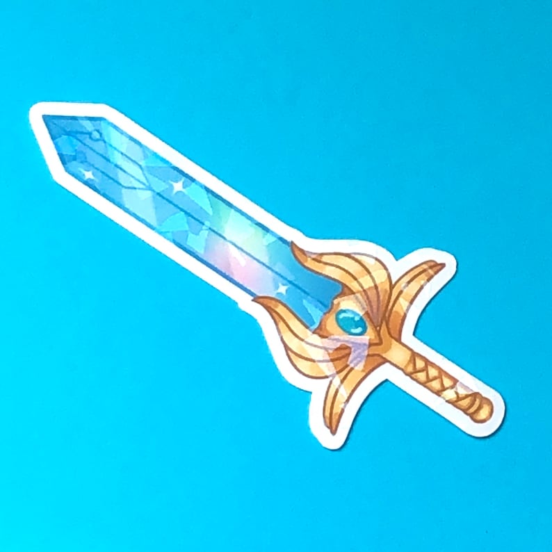 She-Ra Sword and Glimmer Staff Holographic Laminated Waterproof Vinyl Sticker She-Ra Sword