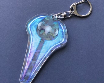 Halo Energy Sword Holographic Acrylic Charm Keychain