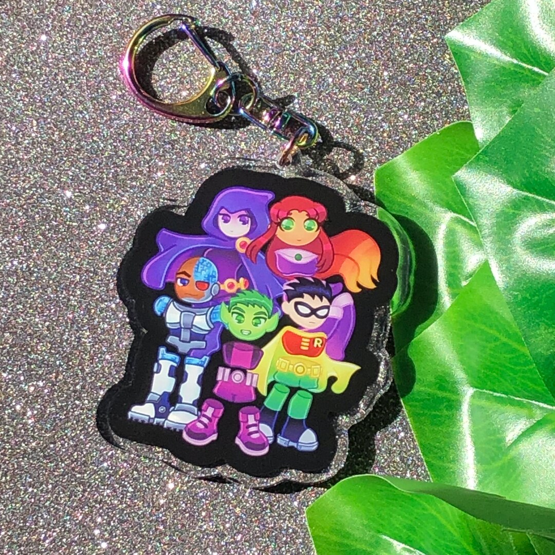 Teen Titans Raven Starfire Cyborg Beast Boy Robin Keychain Charm A ...