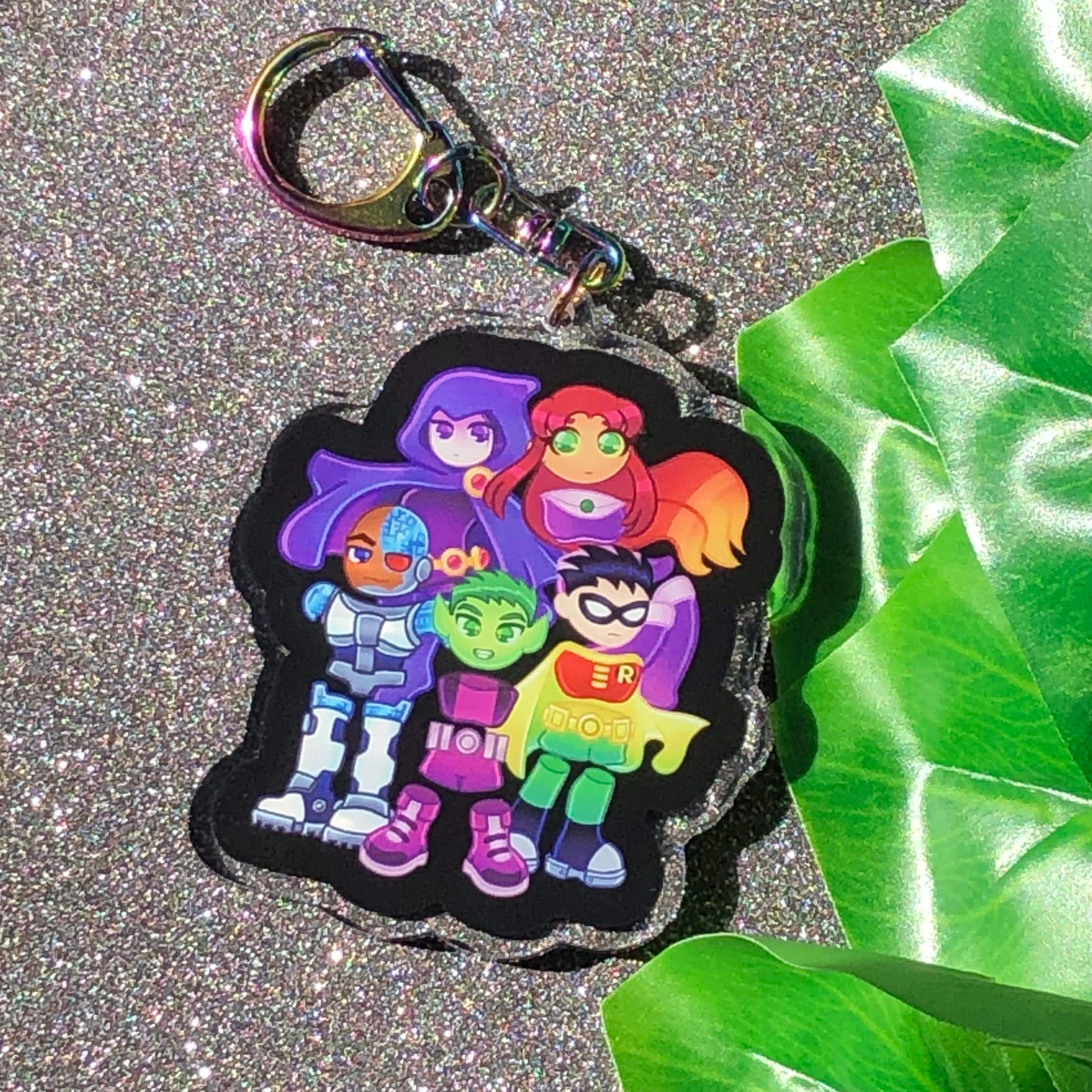 Teen Titans Raven Starfire Cyborg Beast Boy Robin Keychain Charm A