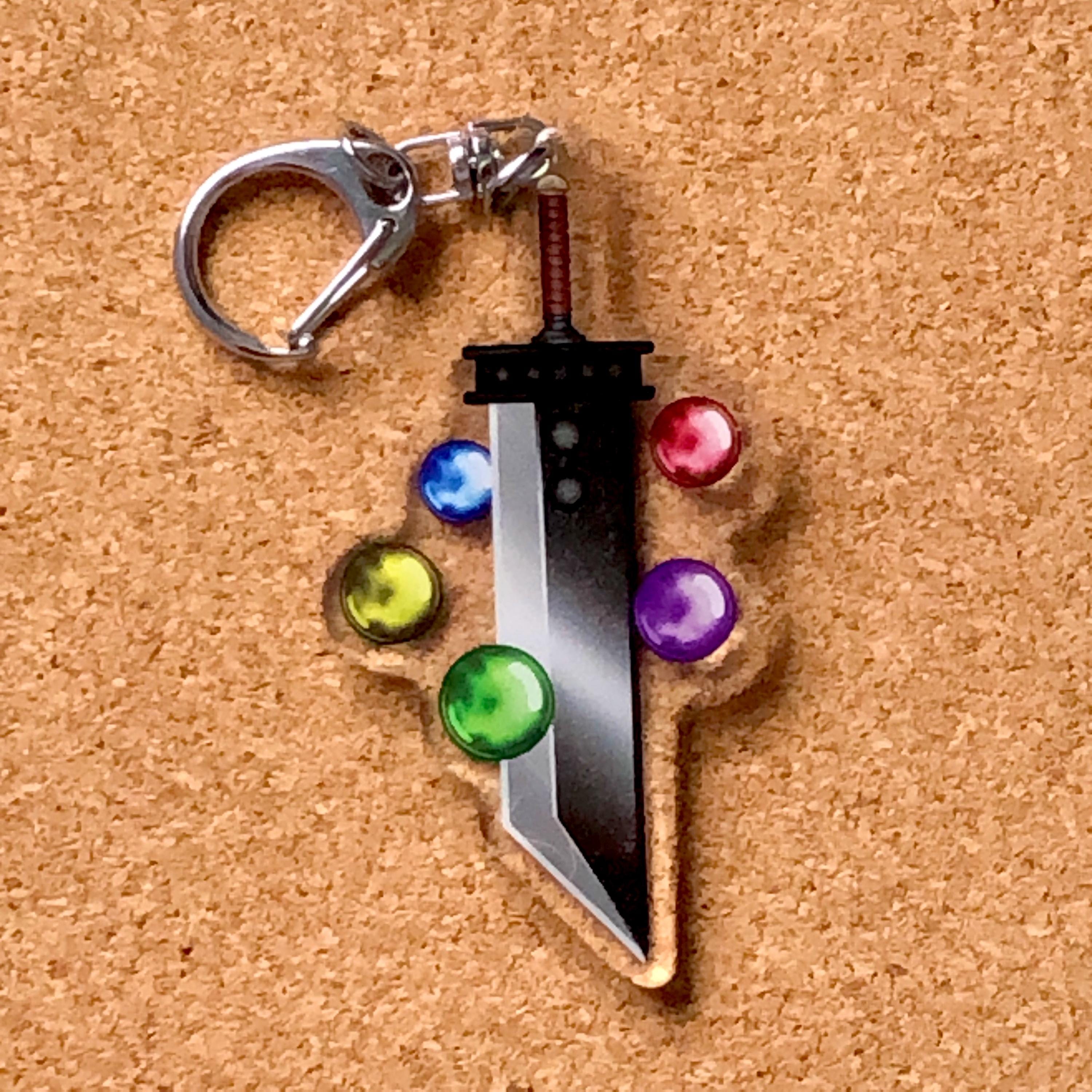 Final Fantasy Charm Keychain FF7 Cloud Buster Sword FF8 Squall Gunblade ...