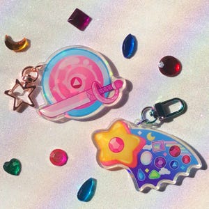 Universe Space Gems Star Cartoon Pink Diamond Rose Quartz Sword Shield Pearl Amethyst Garnet Lapis Peridot Keychain Acrylic Charm