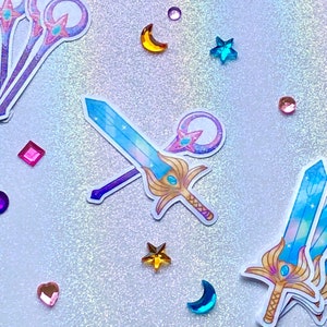 She-Ra Sword and Glimmer Staff Holographic Laminated Waterproof Vinyl Sticker