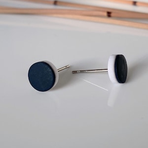Black and White Minimalist Studs, Simple Unisex Studs, Hypoallergenic Earrings for Men and Women