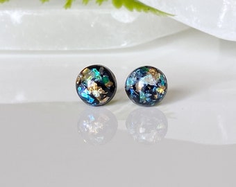 Black Minimalist Studs, Small Black Earrings, Birthday Gift for Her