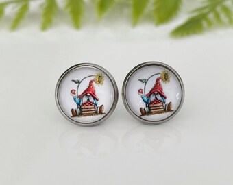 Gnome Studs, Woodland Earrings, Hypoallergenic Stainless Steel Earrings