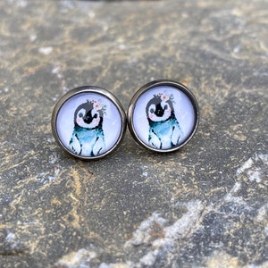 Penguin Earrings, Cute Animal Studs, Vegan Gift for Her