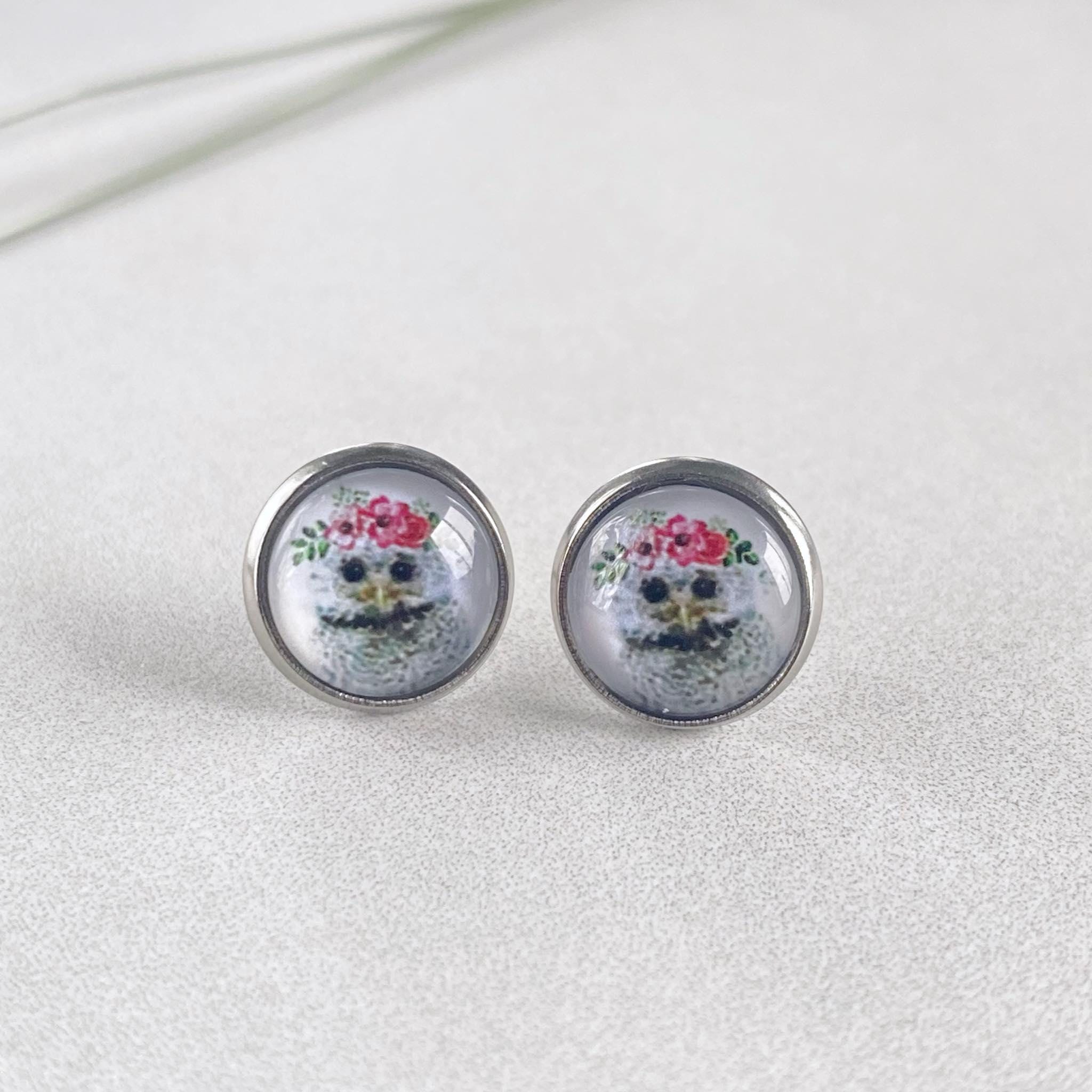 Owl Stud Earrings, Cute Owl Gifts, Small Animal Studs, Birthday Gift for Her
