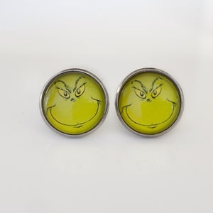 Grinch Studs, Christmas Earrings, Gift for Her