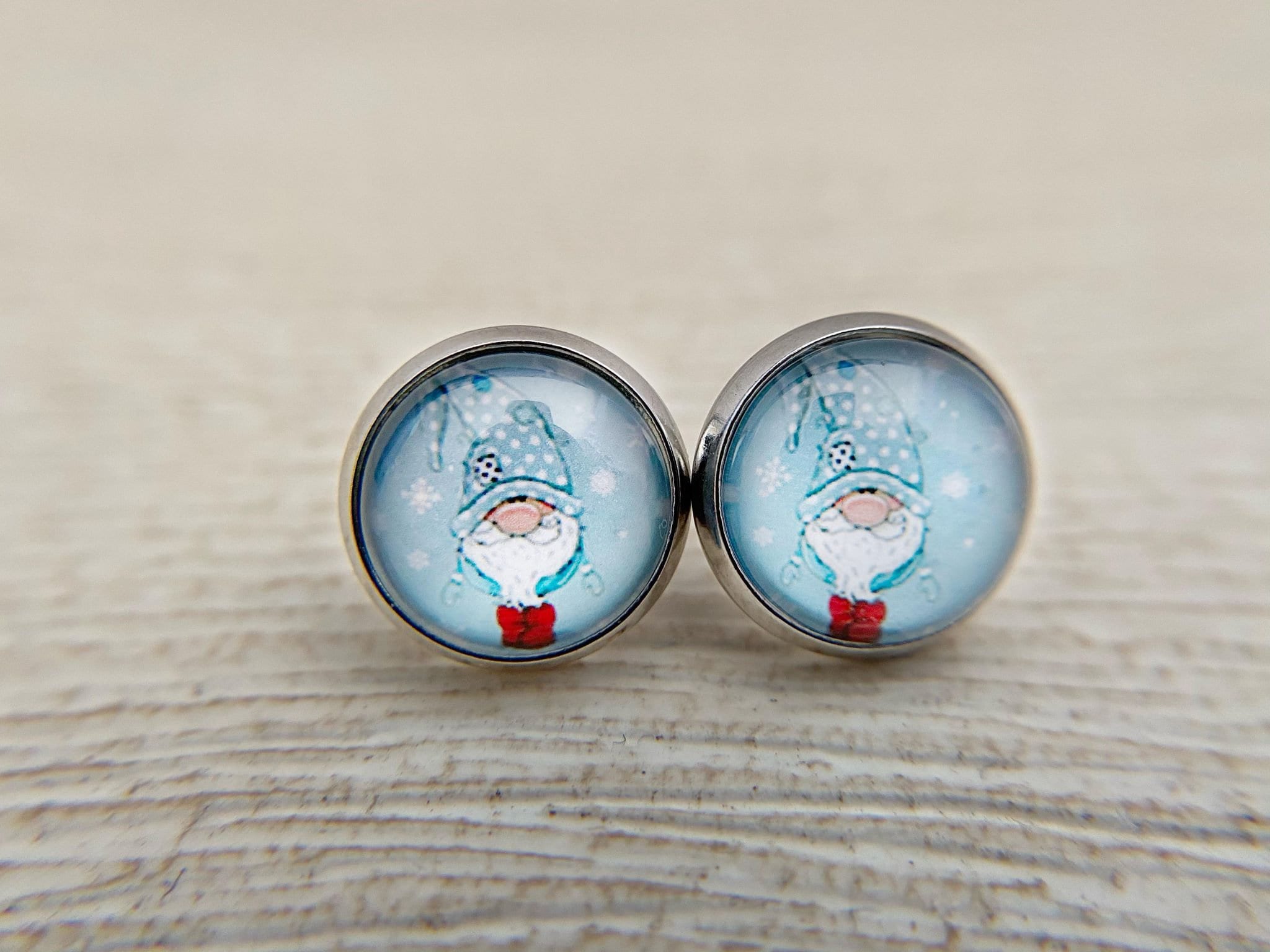 Cute Garden Gnome Stud Earrings - Plastic Fun Earrings, Surgical Steel Posts, 1.5" Tall - View #7