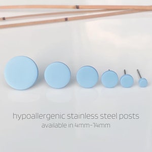 Minimalist Sky Blue Studs, Tiny Small Medium Large Light Blue Earrings, Hypoallergenic Stainless Steel, Simple Studs