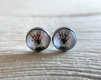 Bunny Stud Earrings: Stainless Steel Animal Lover Jewelry
