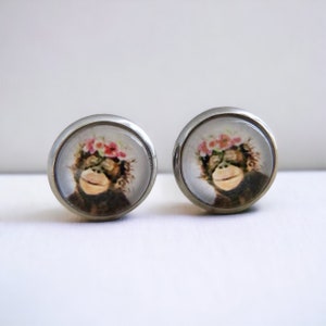Monkey Studs, Cute Animal Earrings, Birthday Gift for Her