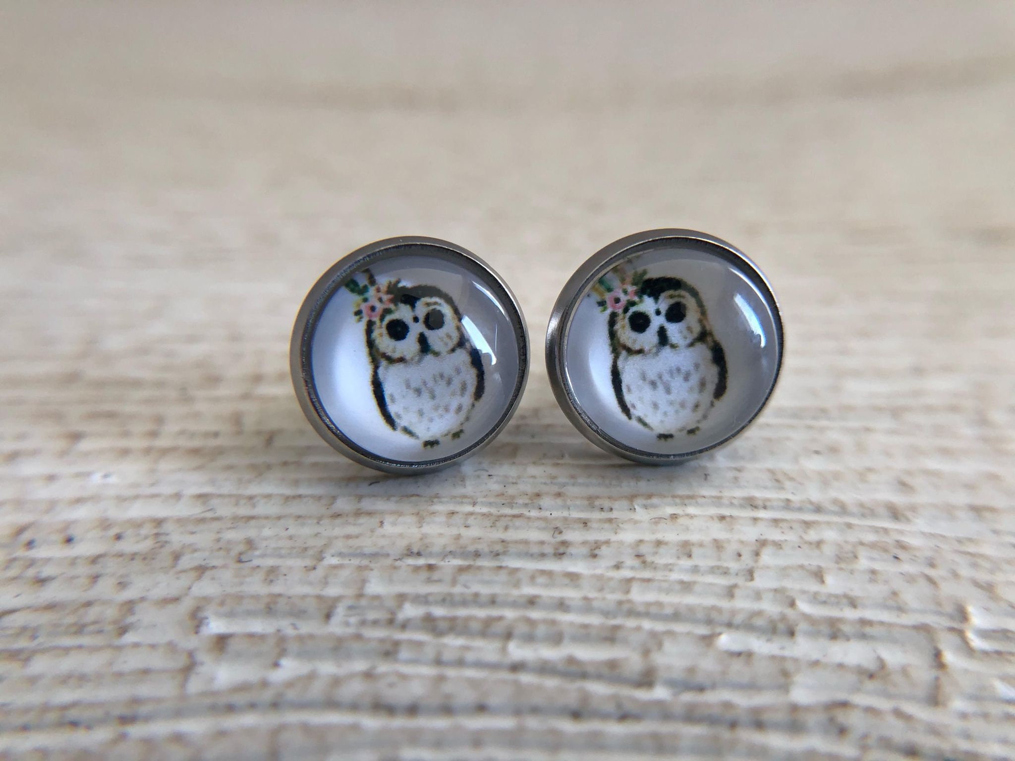 Owl Stud Earrings, Cute Owl Gifts, Small Animal Studs, Birthday Gift for Her