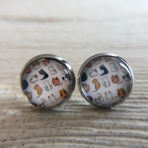 Cat Stud Earrings: Hypoallergenic Stainless Steel, Cat Lover Gift